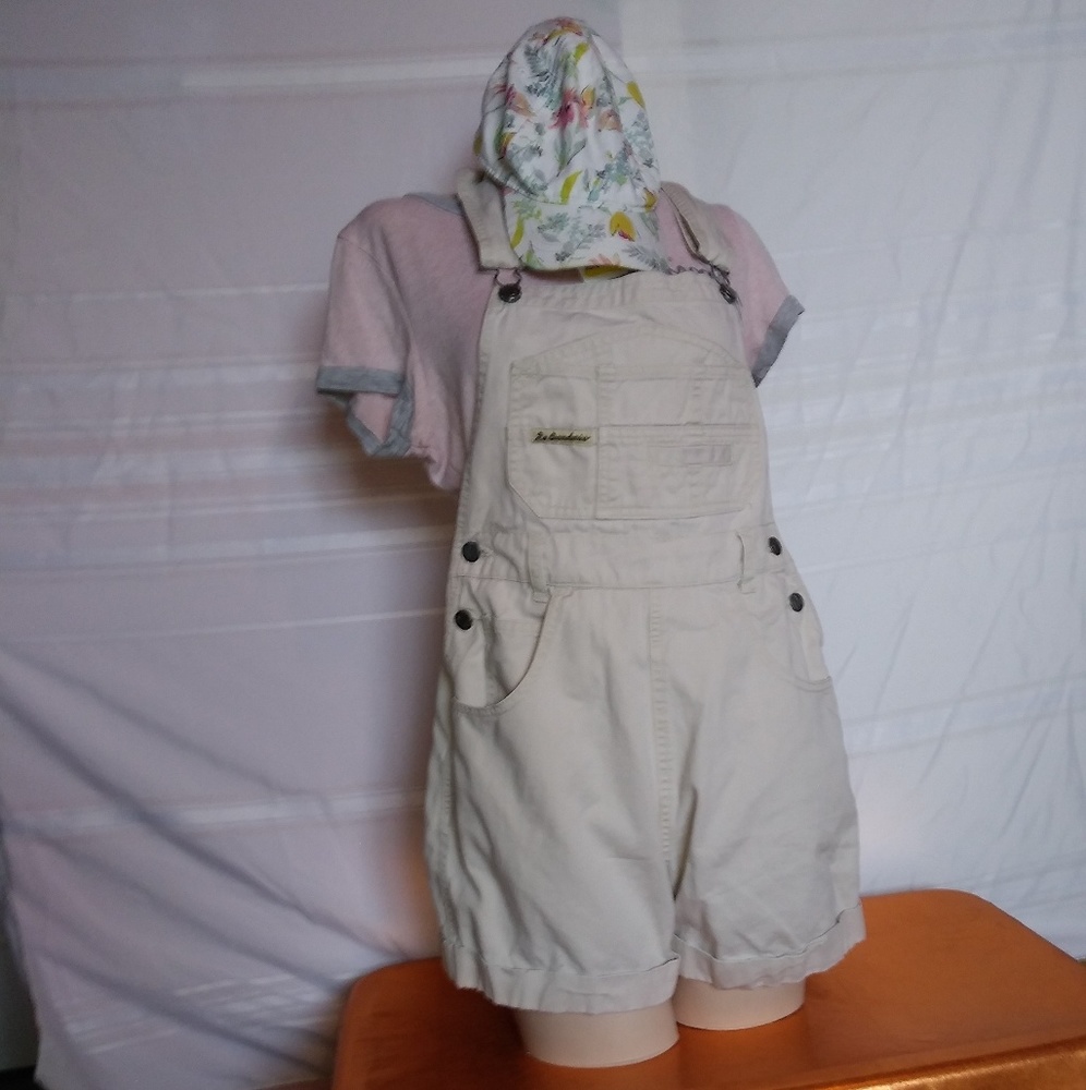 No Boundries Cream Overall Shorts.